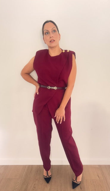 CONJUNTO BORDEAUX COM CINTO