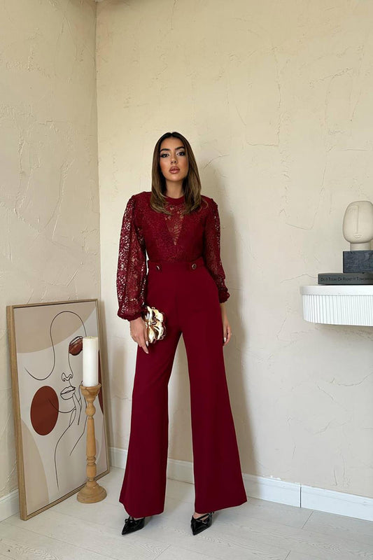 MACACÃO VERMELHO COM RENDA