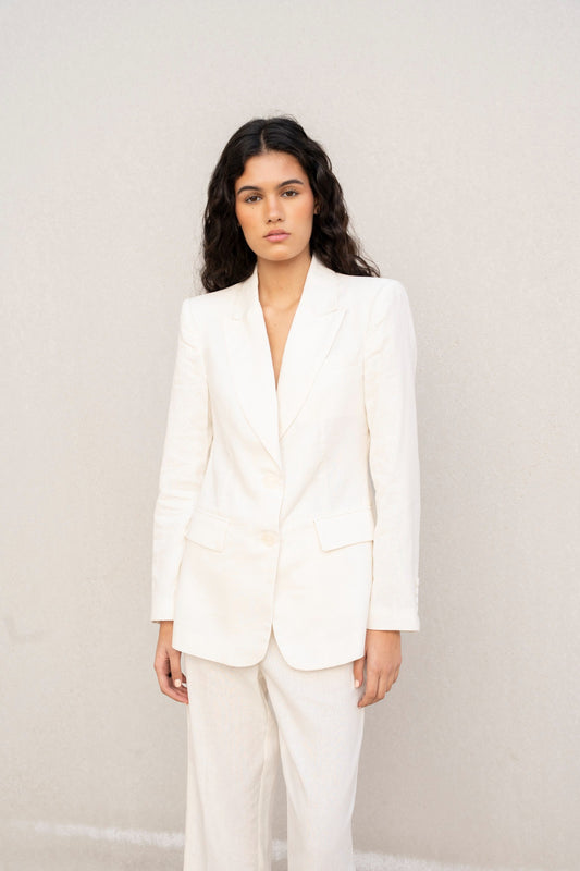 BLAZER EM LINHO BEGE