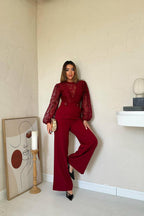 MACACÃO VERMELHO COM RENDA