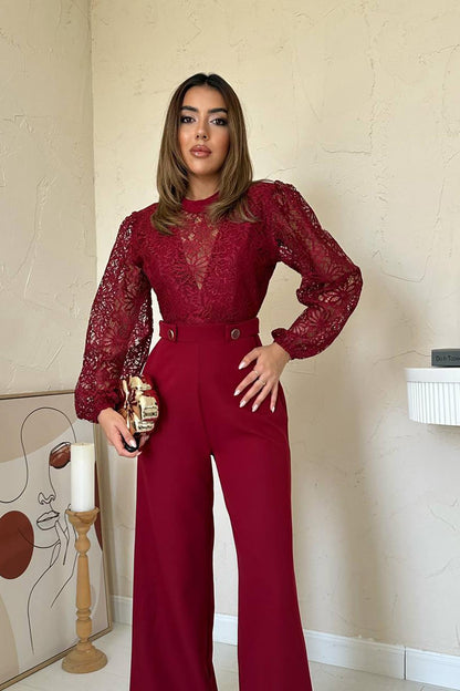 MACACÃO VERMELHO COM RENDA