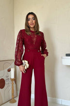 MACACÃO VERMELHO COM RENDA