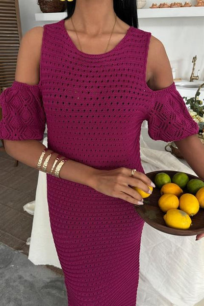 VESTIDO COMPRIDO AMEIXA COM FRANJAS