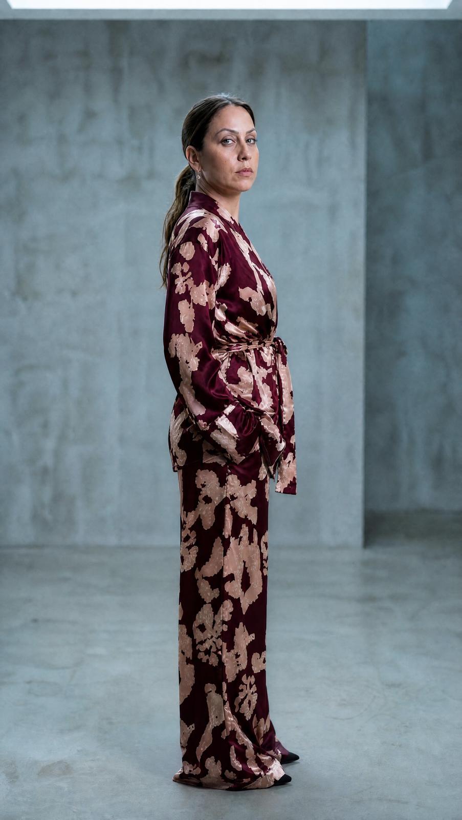 Conjunto estampado de cetim