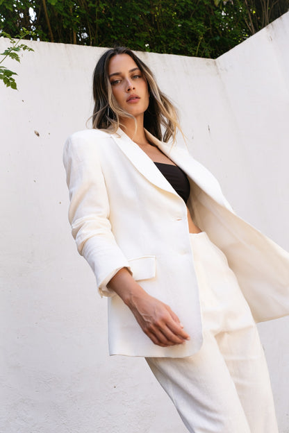BLAZER EM LINHO BEGE