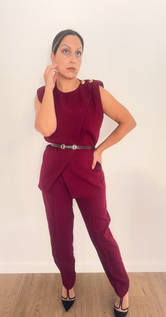 CONJUNTO BORDEAUX COM CINTO