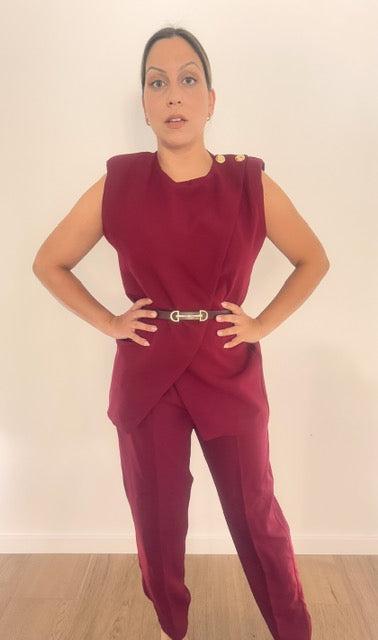 CONJUNTO BORDEAUX COM CINTO