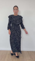 VESTIDO PRETO COM BOLINHAS BRANCAS