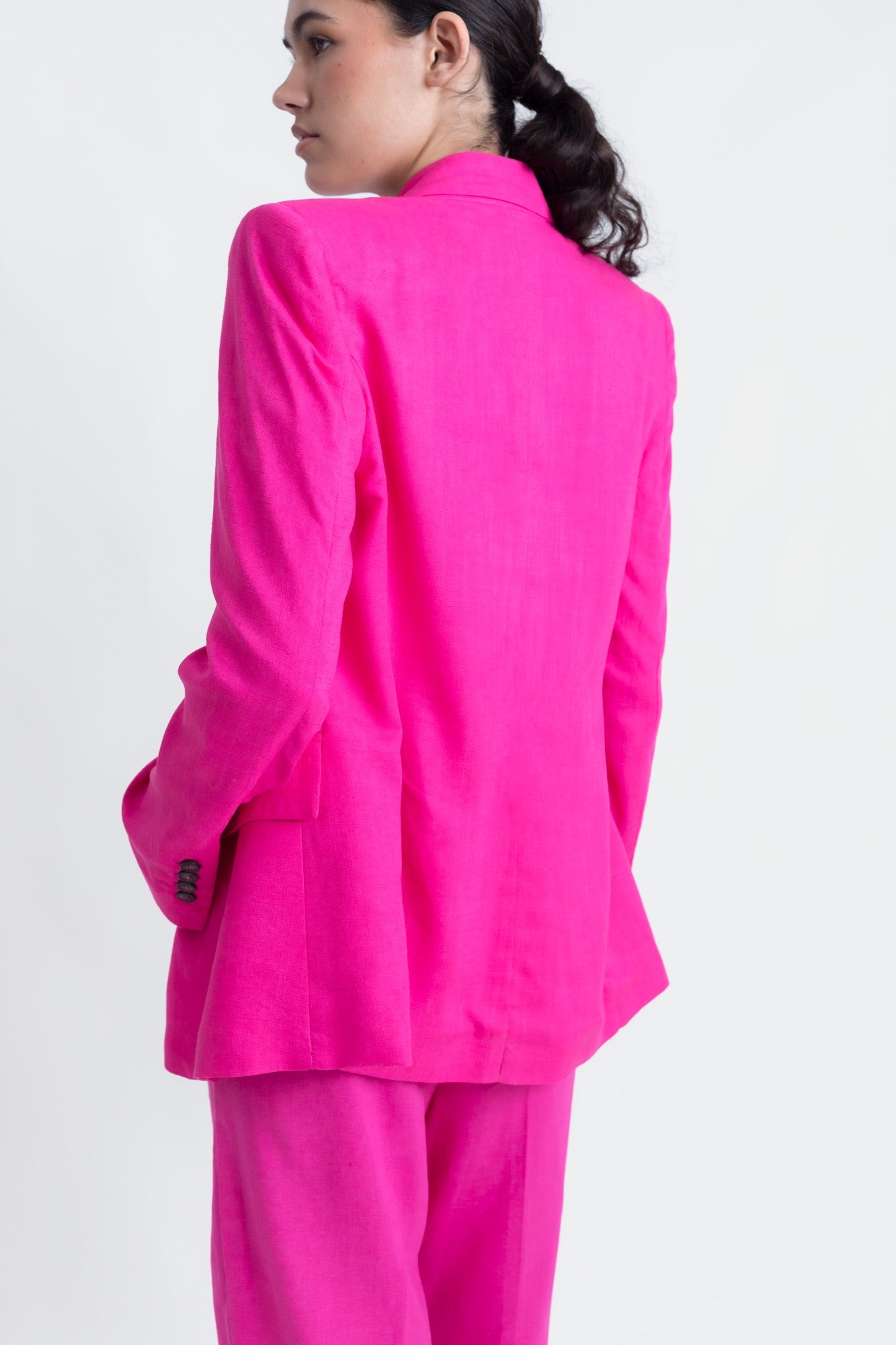 Blazer de linho Fúcsia